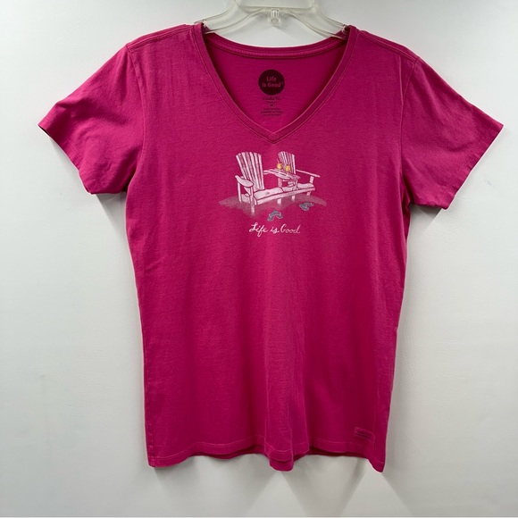 Life Is Good Tops - Life is Good Womens Pink Graphic Print T Shirt Classic Fit Crusher Tee Size M